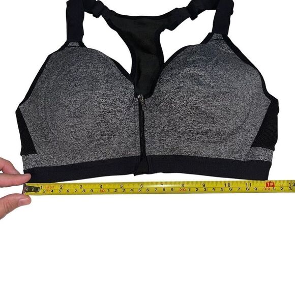VSX Grey & Black Zip Front Sports Bra - Size 34C - Picture 3 of 8